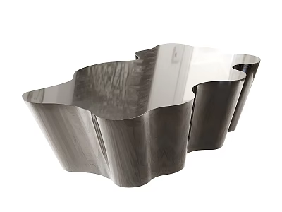 Modern Wave Shaped Dining Table With Sleek Metal Frame And Glass Top Design 3d model