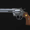 Classic Revolver Firearm With Silver Barrel And Wooden Grip Design 3d model