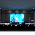 Modern KTV Lounge Design With Blue Sofas Green Stools And Neon Lighting Effects 3d model