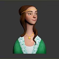 Animated Game Movie Character With Long Brown Hair Gold Headband Green Top And White Patterns