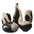 Artistic Black And White Ceramic Vessels With Unique Textured Shapes For Home Decor