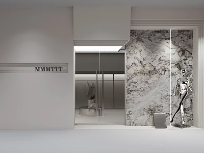 Modern Clothing Store Interior With Glass Door Marble Wall And Mannequin 3d model