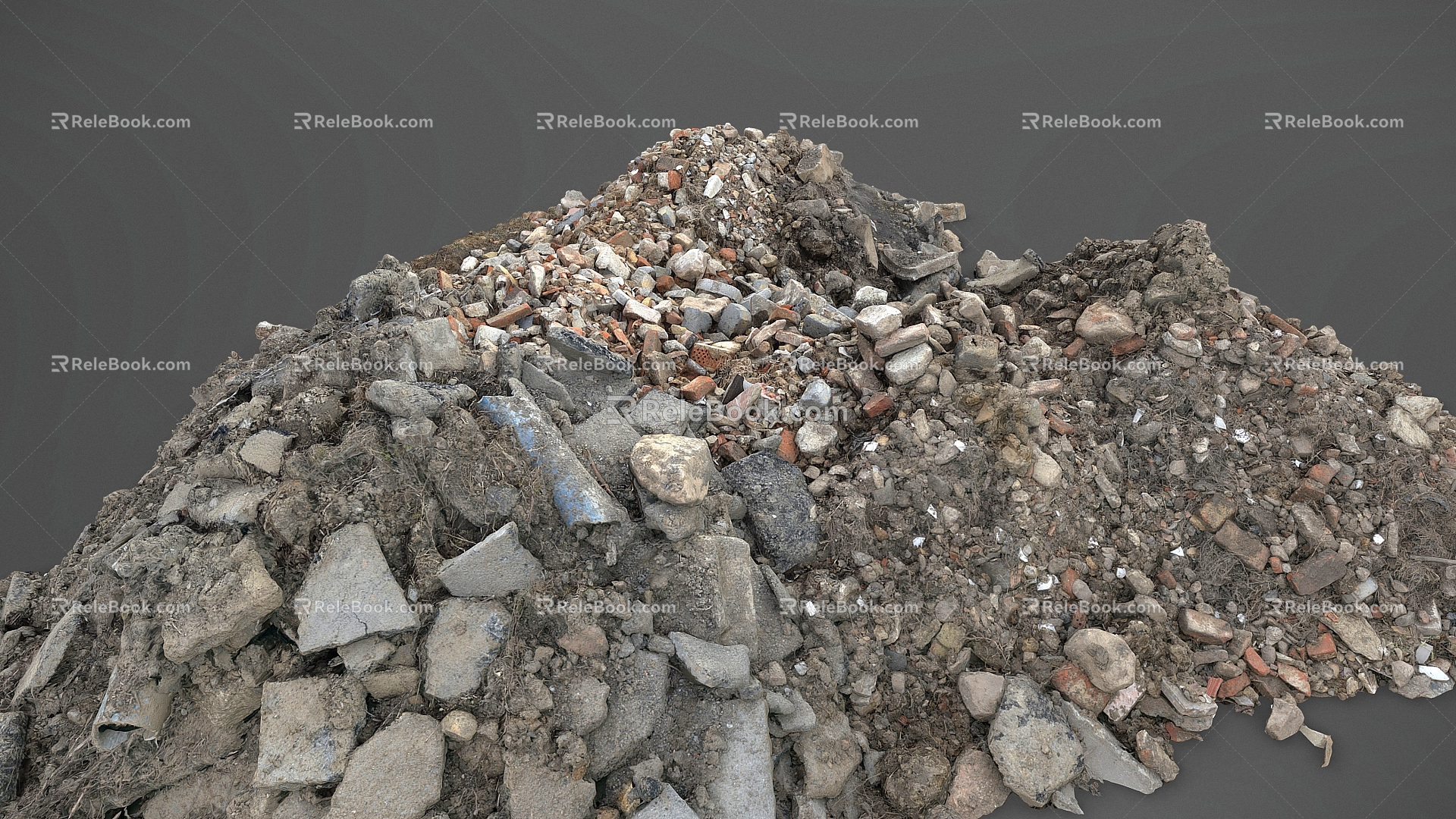 brick asphalt macadam building material stone stone slag gravel soil stone block concrete 3d model