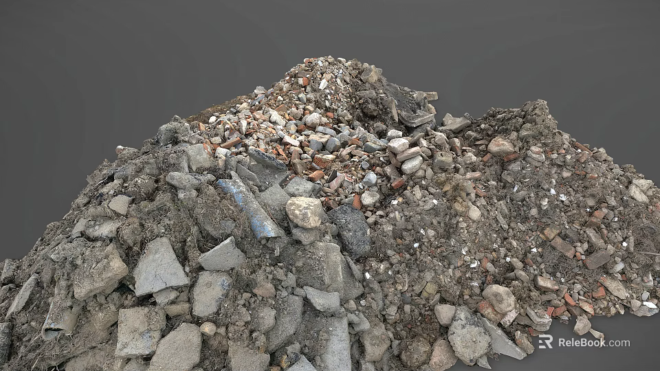 Pile Of Mixed Stones And Wood Construction Materials For Building Projects 3d model 