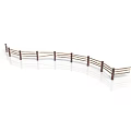 Curved Wooden Garden Fence With Brown Rails And Decorative Design