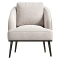 Modern Leisure Chair With Light Beige Upholstery And Vertical Tufted Sides On Slim Black Legs