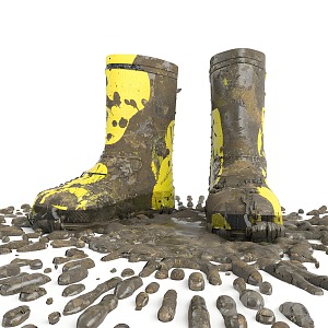 rain boots rain boots mud yellow mud shoes 3d model