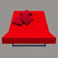 Modern Red Leather Double Bed With Red Pillows Contemporary Design For Bedroom
