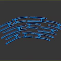 Anatomical Blue 3D Organ Structure Model with Hair Follicles and Red Dots