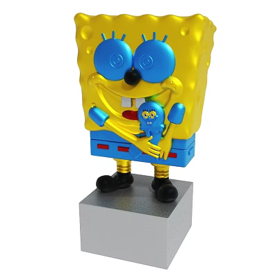 16cm Spongebob Good Friend Handmade Cartoon Ornaments Spoofs Fun Gassy and Dumbly Patrick Car 3d model