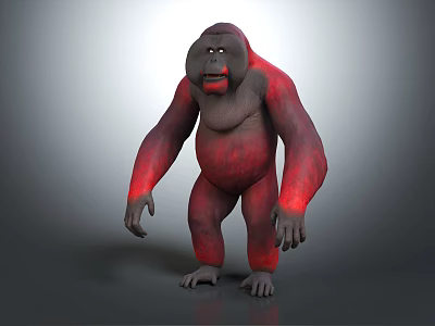 3D Rendered Gorilla Character With Red Textured Body In Standing Pose 3d model