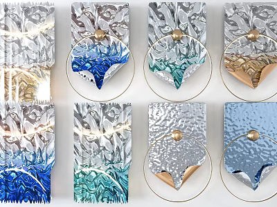 Modern Wall Decor With Gradient Colors Metallic Accents And Glass Texture Design 3d model