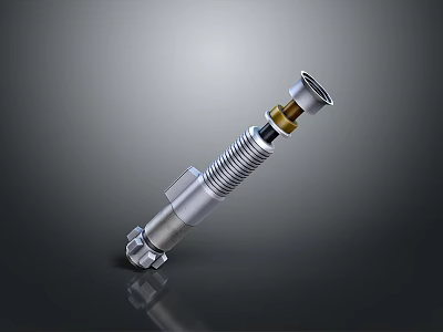 Metal Mechanical Component With Threaded Rod Spring Nut And Cylindrical Body 3d model