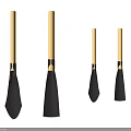 Set of Four Hardware Tools with Wooden Handles and Metal Heads for Carpentry Work