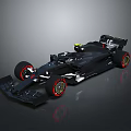 Black Formula 1 Race Car With Aerodynamic Design And Red Wheels