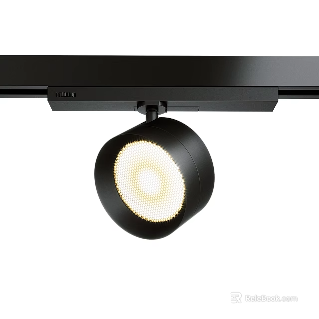 Sleek Black Track Mounted Downlight Spotlight With Bright Illuminating LED Light 3d model