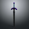 Fantasy Sword With Purple Hilt Guard Blue Handle And Metallic Blade Details