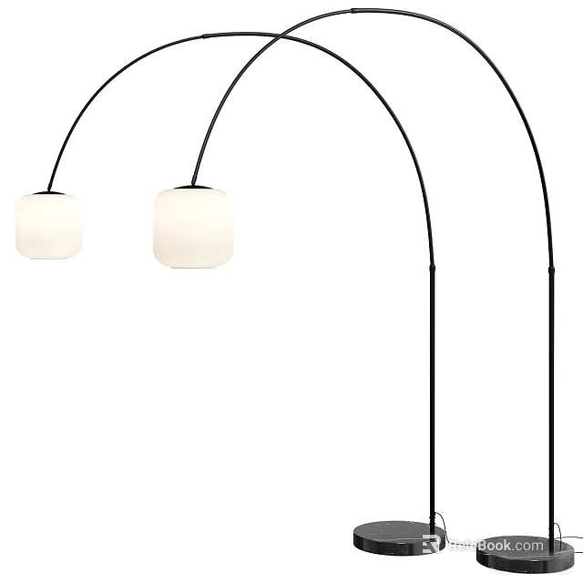 Sleek Modern Arched Floor Lamps With White Shades And Black Metal Frames For Home Decor 3d model 