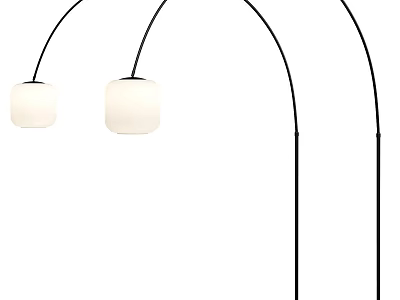 Sleek Modern Arched Floor Lamps With White Shades And Black Metal Frames For Home Decor 3d model