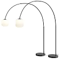 Sleek Modern Arched Floor Lamps With White Shades And Black Metal Frames For Home Decor