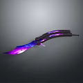 Futuristic Iridescent Knife With Purple And Blue Gradient Blade And Black Handle