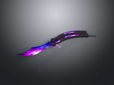 Futuristic Iridescent Knife With Purple And Blue Gradient Blade And Black Handle 3d model