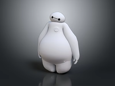 Big Friendly White Inflatable Robot Baymax Character With Round Body And Smooth Surface 3d model