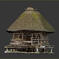 Traditional Rustic Thatched House Featuring Wooden Structure And Thatched Roof Design