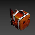 Flying Animal Square Shaped Orange Fish With White Stripes Big Eyes And Smiling Expression