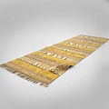Square Rug With Fringe Edges Yellow Red Green Stripes And Woven Decorative Patterns