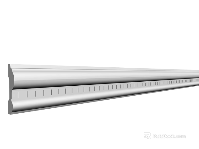 White Decorative Gypsum Cornice With Sleek Textured Design For Interior Wall Ceiling Trim 3d model 