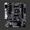 Detailed View of Computer Motherboard With Chipset Heatsink and Expansion Slots