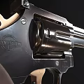 Classic Revolver Handgun With Wooden Textured Grip And Metal Body Design