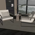 Casual table and chair small round table 3d model
