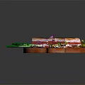 Cured Meat with Green Onions Red Onion Garlic Pickles Olives and Salt on Wooden Board