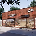 Modern Cafe Street Container Log Cafe Street Container Log Cafe 3d model