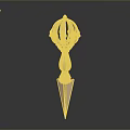 Golden Sculpture Carving With Intricate Top Design And Pointed Base Structure