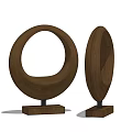 Modern Wooden Circular Ornament Set with Interlocking Rings and Wooden Base
