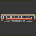 Red And White Modern Train Car With Multiple Windows And Reflection Effect