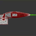 Red Satellite Modules With Green Solar Panels 3D Model For Space Exploration
