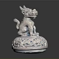 Traditional Chinese Decorative Ornament Set With Mythical Qilin Figurine And Intricate Carved Base