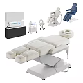 White And Blue Medical Equipment Set With Treatment Bed Cabinet Sink Trolley And Chairs