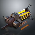 Mechanical Weapon With Metal Construction Yellow Stripes Rotating Drum Handle And Support Frame 3d model