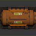 Orange Industrial Machinery With Warning Label And Gauge On Black Base