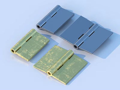 High Quality Hardware Tools Metal Hinges With Gold And Blue Finishes 3d model