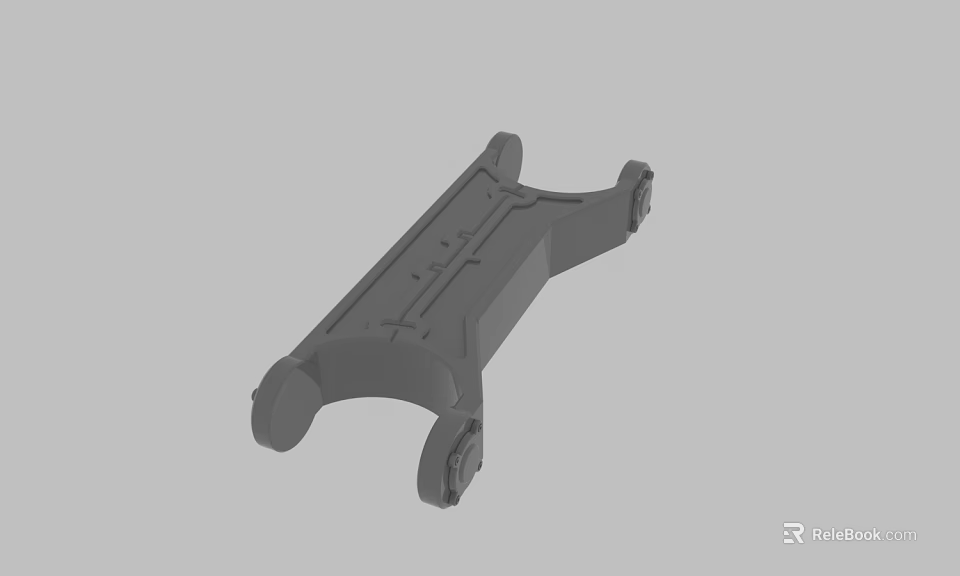 Gray Industrial 3D Model Mechanical Bracket with Mounting Holes and Support Structure 3d model