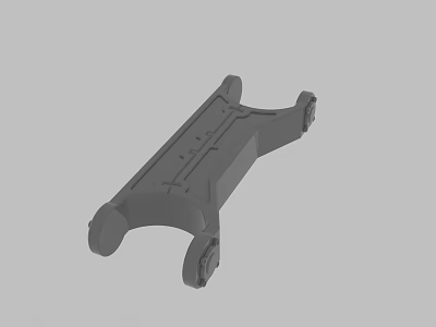 Gray Industrial 3D Model Mechanical Bracket with Mounting Holes and Support Structure 3d model