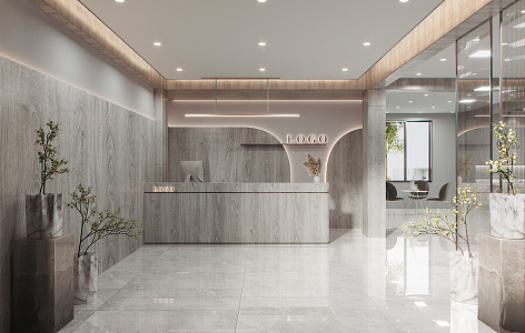 Modern Front Office Reception 3d model