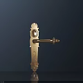 Elegant Decorative Door Handle With Intricate Carvings And Keyhole Design
