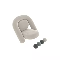 Cream Colored Modern Single Sofa With Curved Upholstered Design And Comfortable Style